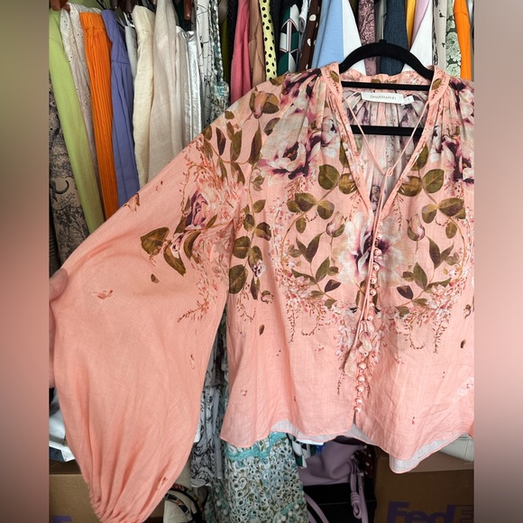 SOLD!! Zimmermann Women's Rosa Floral Tie-Neck Blouse Size 1 US 6-8 New - Picture 11 of 16